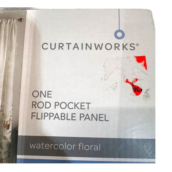 Curtainworks Watercolor Floral Rod Pocket Flippable Panel 50" W x 95" Single - Picture 5 of 5